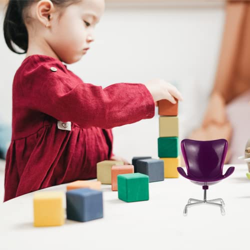 Kisangel 8 Stück Lila Drehstühle Mini-Puppensessel Puppenhaus Winziges Ei-Modell: Geschenksimulation Puppenhaus-Zubehör… – Bild 4