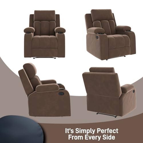 Image of Amazon Brand - Solimo Pinnacle | Single Seater Sofa Recliner | Manual Recliner (Velvet Brown)