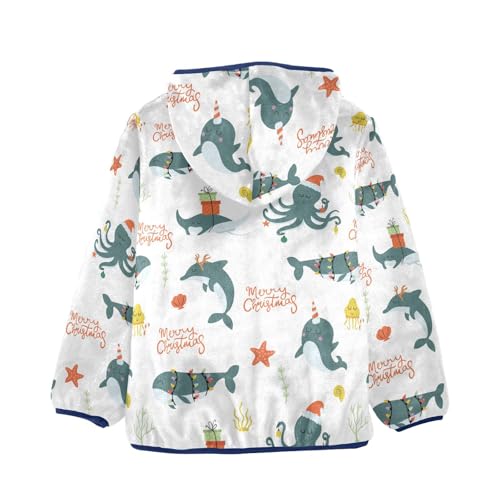 Cute Whale Octopus Dolphin Fish Jellyfish Girls Fleece Jacket Girls Fall Jacket Girls Zip Up Hoodie Girls Sherpa Jacket 2-10T2