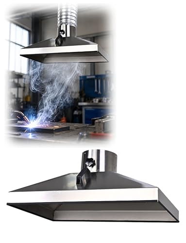 Campana cuadrada industrial de acero inoxidable para extracción de polvo y humos, ideal para talleres, soldadura y mecanizado