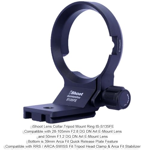 Anillo de montaje de trípode para collar de lente compatible con Sigma 28-105 mm F2.8 DG DN Art, 50 mm F1.2 DG DN Art, 50 mm F1.4 DG HSM Art, 28 mm F1.4 DG HSM Art (montaje E), la parte inferior es - imagen 2