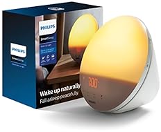 Philips SmartSleep Wake-up Light, Colored Sunrise and Sunset Simulation, 5 Natural Sounds, FM Radio & Reading Lamp, Tap Sno…