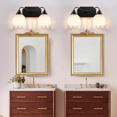 Image of Vintage 2 Light Vanity Lights,Black Matte Antique Finish