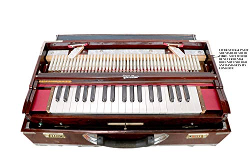 Super Quality 3 3/4 Octave 9 Scale Changer (with Coupler) Box Harmonium with 3 set of Reeds with Fiber Liver-Stick & Palit
