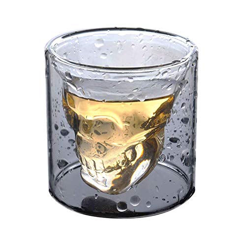 Bicchiere In Vetro Per Shot Cicchetto Liquore Con Sagoma Di Teschio Vodka Whisky 8022044209982