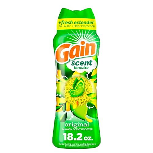Image of Gain In-Wash Laundry Scent Booster Beads Long-Lasting Fresh Scent Beads All Day Freshness and Odor Protection, Original Scent, 18.2 oz (Packaging May Vary)