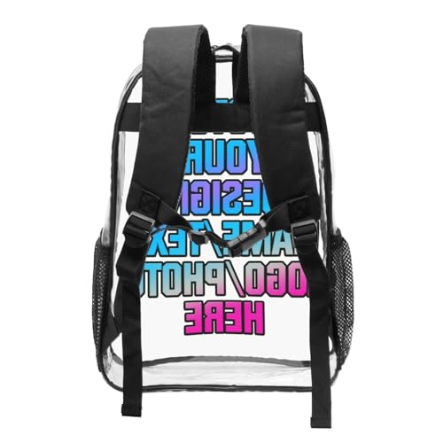 Custom Clear Backpack Personalized Transparent Bookbag with Photo Name Logo, Customized Gift for Sports Work Travel Camping 5