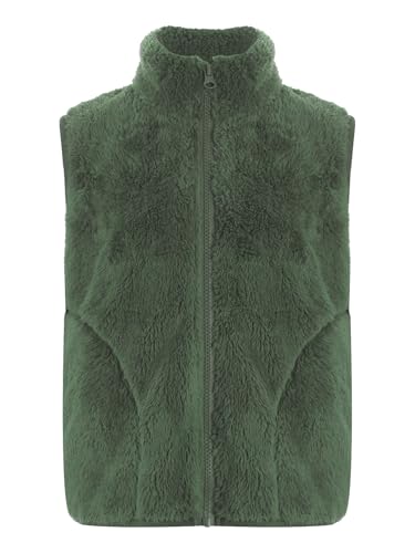 Solid Color Sleeveless Flannel Vest for Girls Boys Warm Fleece Outwear Jacket Kids Full Zip Gilet Waistcoat