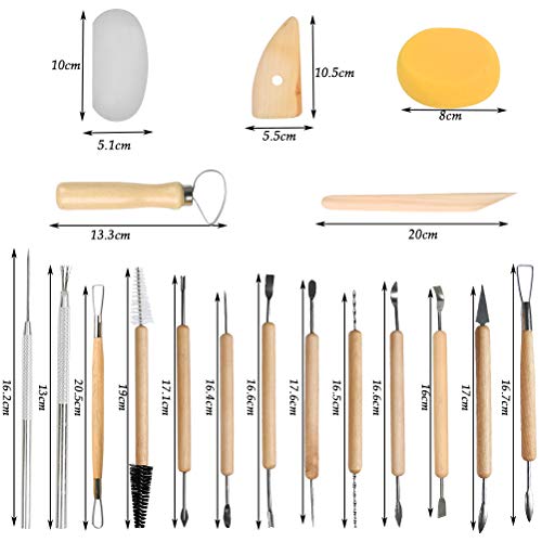 Image of 19 Pcs Pottery Tools Clay Sculpting Tool Set, Ceramic Clay Carving Tools Set for Beginners Expert Art Crafts Kid's After School Pottery Classes Club Children Students