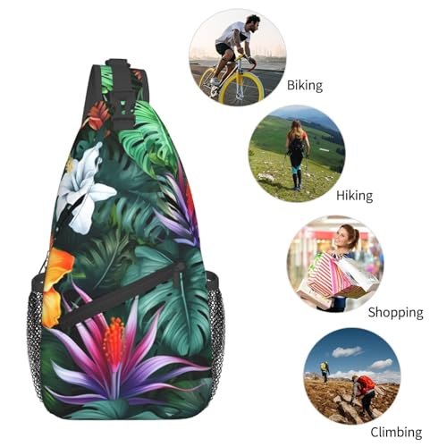 Bolso bandolera con estampado planta fucsia liviano ajustable miniatura 6
