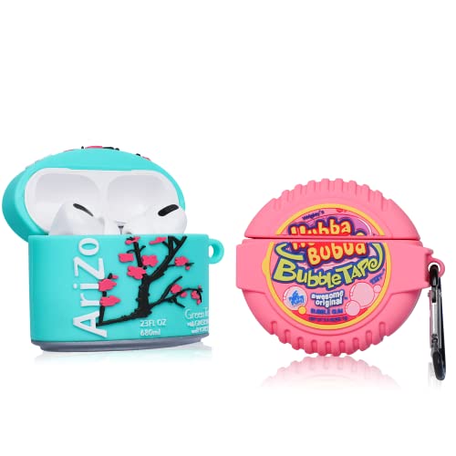 Image of 2 Pack Gkv for Airpods Pro 2019 /Pro 2 Gen 2022 Case for Airpod Cover Funny Fun Kawaii Cute 3D Cartoon Girly Air Pods Pro Silicone Cases for Girls Teen Boys Kids Couple (Drink&Gum Candy)