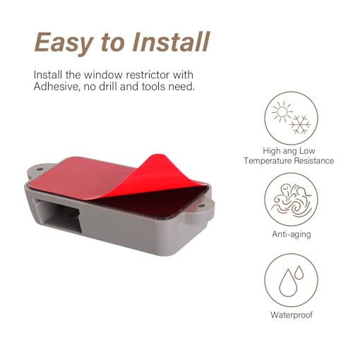 EUDEMON Window Lock Children Protection Window Restrictor Child Safety Window Stopper Falling Prevention Locks Limiter Easy to Install and Use Adhesive no Tools Need or Drill