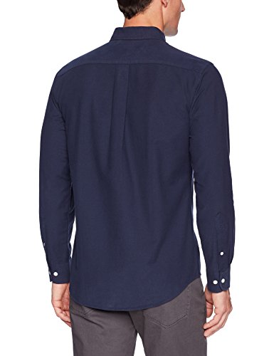 Amazon Essentials Men's Regular-Fit Long-Sleeve Solid Oxford Shirt, navy, XX-Large