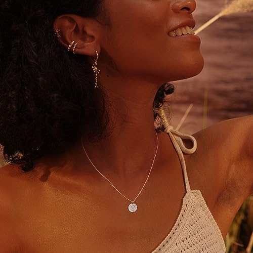 Fettero Pendant Necklace Gold Choker Layered Coin Open Karma Circle Full New Crescent Moon 14K Gold Plated Dainty Simple Moon Phase Jewelry for Women Gift3