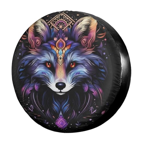 Image of Delerain Bohemian Mandala Fox Spare Tire Cover Wheel Protectors Sun Protector Waterproof for Trailer RV SUV Truck and Many Vehicle(16 Inch for Diameter 29 inch-31 inch)