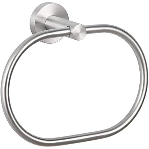 Bath Towel Ring Brushed Steel, APLusee SUS 304 Stainless Steel Rotated Hand Towel Holder for Modern Oval Bathroom Lavatory Kitchen Accessories Cover