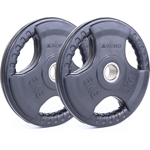 Image of Kobo 2.5 Kg (31 mm) Fitness Rubber Coated Tri-Grip Plate & Integrated Metal Grip Rubber Weight Plates - Sold in Pairs (Imported)