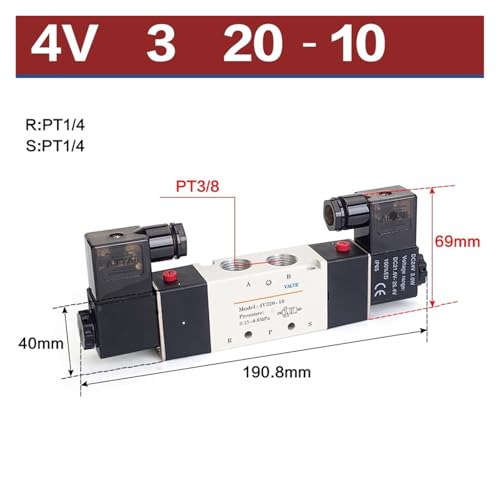 Commande directionnelle 4V310-10 électrovanne pneumatique 220V 24V - 3