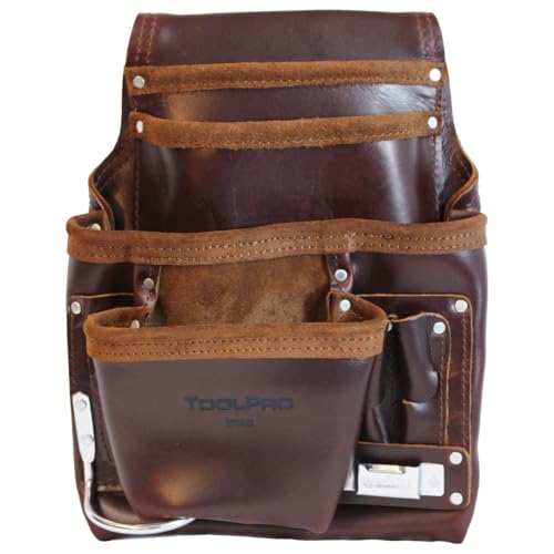 ToolPro 10 Pocket Nail Pouch for Tools, Drywall Equipment, Screws, Hammers, Pliers – Heavy-Duty