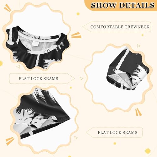 Coconut Palms Black Boy's Rash Guard Swim Shirt Long Sleeve Sun Shirt for Toddler Kid UPF50+3