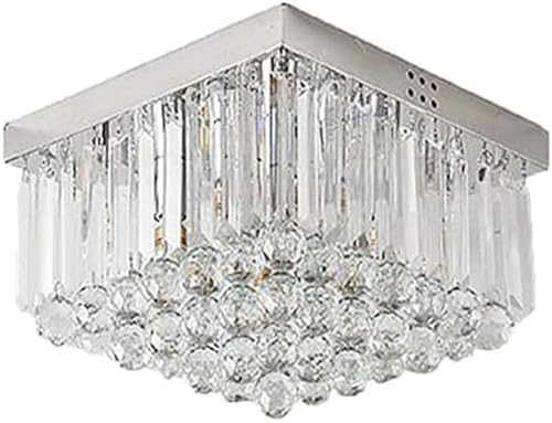 Plafonnier en cristal moderne 25x25cm chrome pour chambre et cuisine