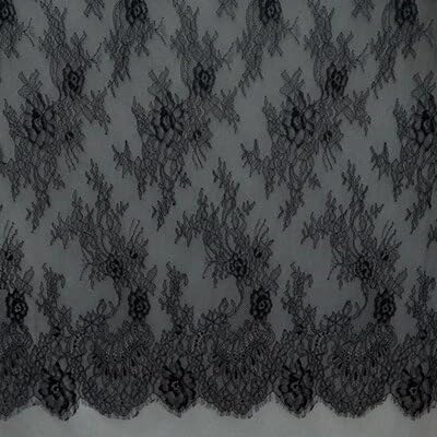 lace 3 Meters Long Bilateral Eyelash Lace Fabric Suitable for Curtains Garment Dress lace (Color : Black 150CM)