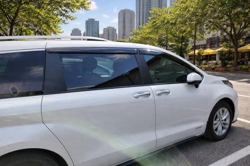 Image of 2021-2026 Tape-On Rain Guards for Toyota Sienna Side Window Visor Deflectors Extra Thick Tinted Vent Shades LE XLE XSE Limited Platinum 2022 2023 2024 2025