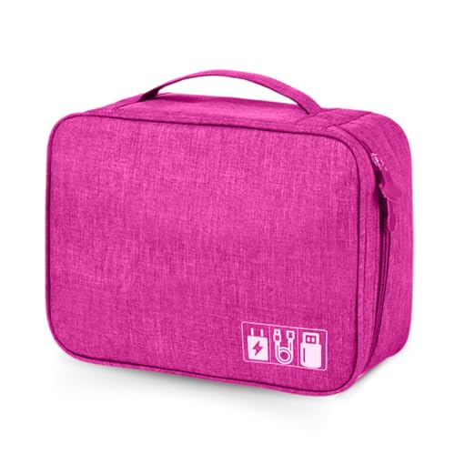 PuPeiLife Bolsa Organizadora Estojo Eletrônico Grande (Rosa)