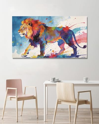 Tableau lion abstrait coloré pour sublimer la déco de votre bureau