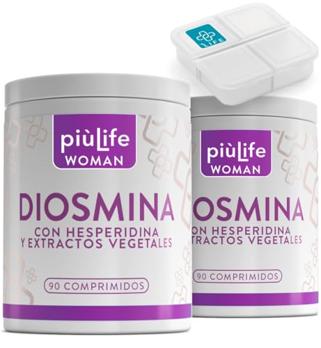 Diosmina Hesperidina 1000mg 90 Comprimidos PiùLife, Diosmin Con Centella Asiatica, Castaño De Indias Y Vid Roja Circulacion, Para Piernas Hinchadas, Piernas Cansadas Circulacion, Varices