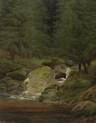 Tableaux graffiti art mural conifères cascade Caspar David Friedrich pour rompre la monotonie