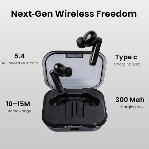Image of Futopia Wireless Nothing Ear Earpods with Charging Case | Bluetooth 5.4 Earbuds, 11mm Drivers, Type-C Fast Charging, HD Sound & 3-4H Playtime (FGTWSNOEAR)-Black