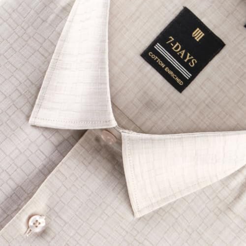 Image of 7-DAYS Premium Men's Formal Shirts - Cotton Rich, Textured Self-Design, Full Sleeve, Regular Fit, Wrinkle Resistant, with Pocket - Perfect for Office