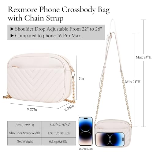 Image of Rexmore Phone Crossbody Bag with Chain Strap, Lightweight Vegan Leather Shoulder Purse for women