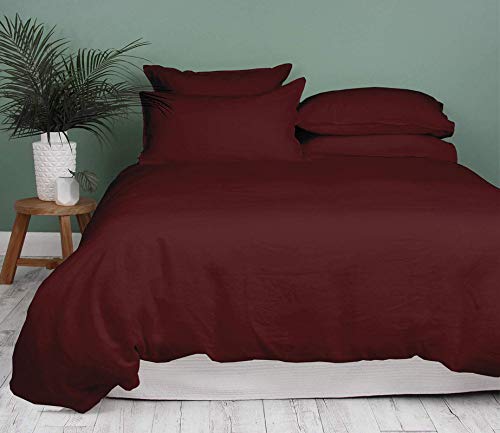 Image of Wine Bedsheet with 4 Pillow Covers 400TC 100% Egyptian Cotton Premium 5 Piece Bedsheets Super King Size