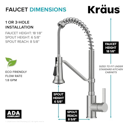 Image of KRAUS Britt Commercial Style 2-Function Single Handle Pull Down Kitchen Faucet in Spot-Free Stainless Steel, KPF-1693SFS