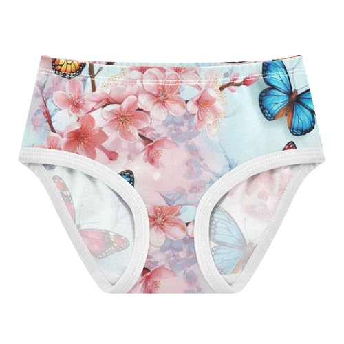 Cotton Toddlers Underwear Floral Vibrant Butterflies Cherry Blossoms Girl Panties Cute Funny Briefs Underpants 2t