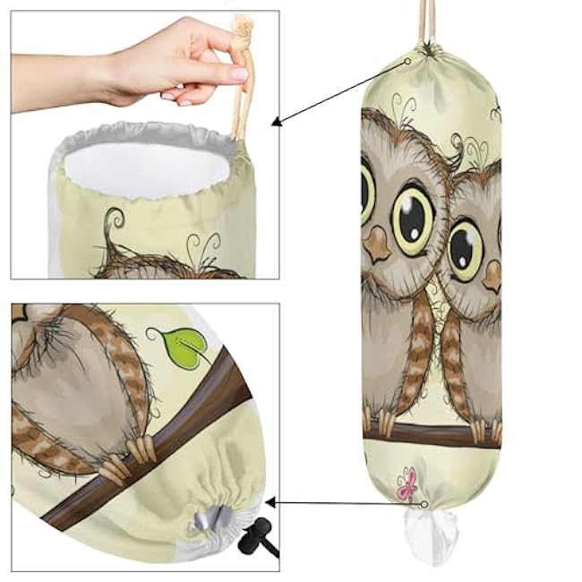 Grocery Plastic Bags Holders and Dispenser,Owl Shopping Bag Holder Organizer Grocery Bag Carrier Storage for Home Kitchen Office Decor