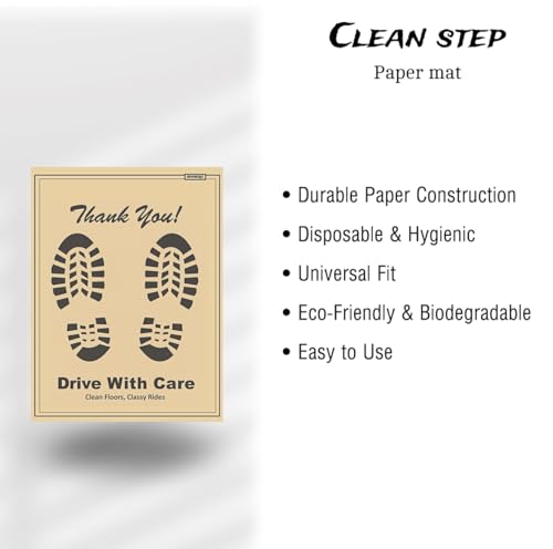 Image of Disposable car Floor Paper Mats (Pack of 200) | Disposable Thank You Foot Paper Sheets (17x23 Inch) - Oil & Dirt Resistant Protection Leg Paper mats for Detailing & Car Wash