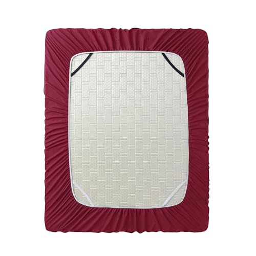 Image of Hearth & Harbor Extra Deep Pocket Twin XL Fitted Sheet - Fits 18 to 24 Inch Mattress - Ultra Soft 1800 Microfiber, Wrinkle-Free & Breathable - Hotel Luxury Fitted Sheet Only, Burgundy
