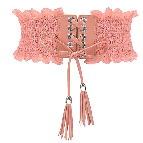 Women's Lace Elastic Stretch Waist Belt Very Soft Comfort Wide Tie Closure for Corset Elagant Dresses