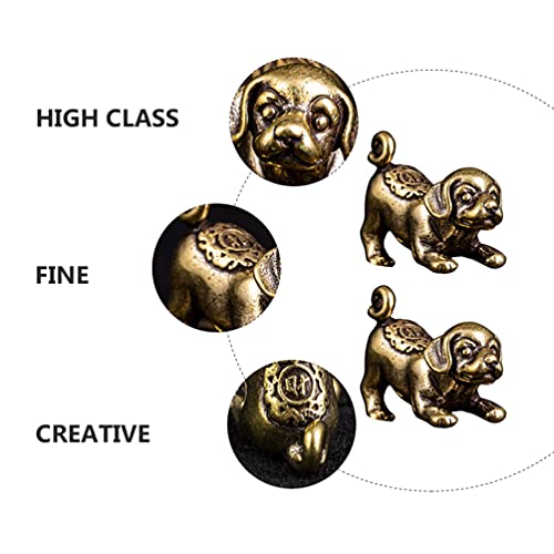 Favomoto Brass Chinese Zodiac Statue 2Pcs Chinese Feng Shui Dog Statue Mini Chinese Zodiac Animals Figures Sculpture Collectibles Wealth Porsperity Gift Jewelry Making Charms Desktop Wealth Decor #TOP7