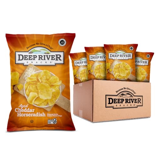 Deep River Snacks Kettle Cooked Potato Chips, Aged Cheddar Horseradish, 2 Ounce, Pack of 24
