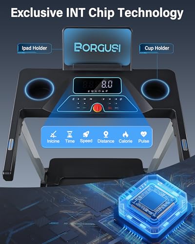Image of BORGUSI 47.3 inch Smart Treadmill with Auto Incline & Bluetooth App, 3.5 HP Walking Pad Treadmill for Home, 300 lbs Weight Capacity, 10 MPH Speed, 40 Preset Programs, LED Display