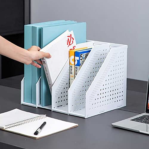 revistero, Caja de almacenamiento de carpetas de plástico de 4 rejillas, estante de almacenamiento de libros vertical, estantería, suministros de oficina, libros, cesta de archivos, soporte de escrito