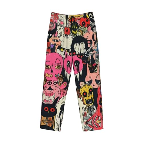 Yellow Dragon Scale Loose Comfortable Pajama Pants For Men With Elastic Waistband Lounge Pants Black4