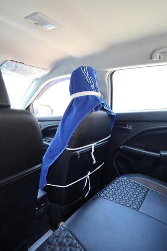 Image of Car Seat Cover, Towel Fabric, Elastic Fitting, Front Seat, Universal Fit for All Models, Pack of 2 (Blue)