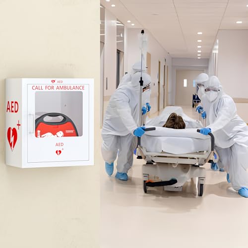 Image of AED Defibrillator Cabinet Fits All Brands of AED, Clear Window Storage Cabinet with Handle & Snap Lock, for Home, Office, Hospital and Public Places, 14.2 x 7.9 x 15.8 Inch