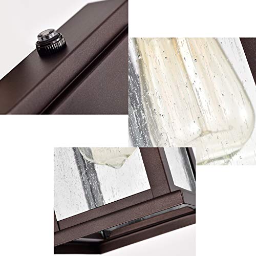 Image of MICSIU 12.25 inch Dusk to Dawn Bronze Outdoor Wall Light Vintage Farmhouse | 100W Max Anti-Rust Exterior Sconce, Seedy Glass Porch Light for Front Door, Garage, Patio