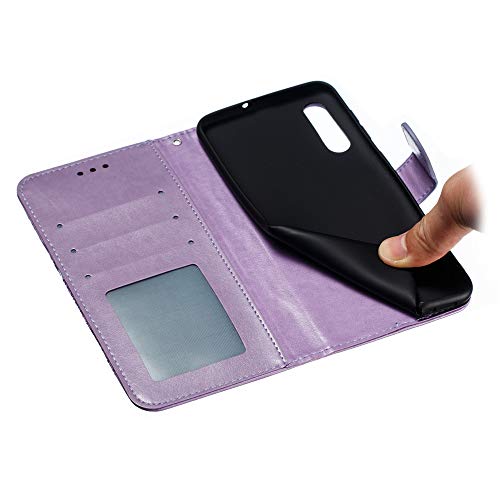 Cotdinforca Samsung Galaxy A50 Wallet Case, Slim Premium Pu Flip Cover Mandala Embossed Full Body Protection With Card Holder Magnetic Closure Case For Samsung Galaxy A50 Mandala Purple Ld #TOP4